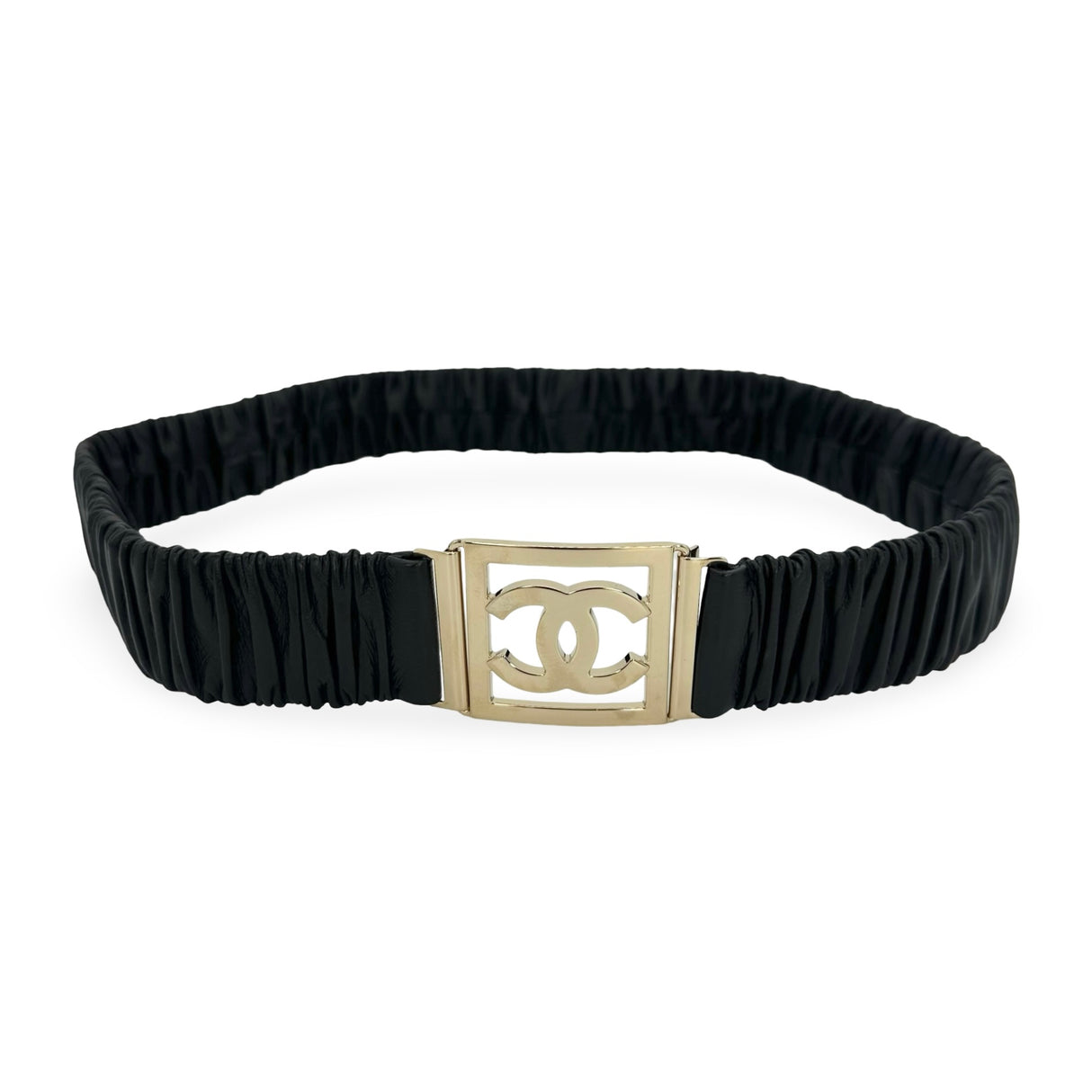 CHANEL: Lambskin Ruched CC Belt