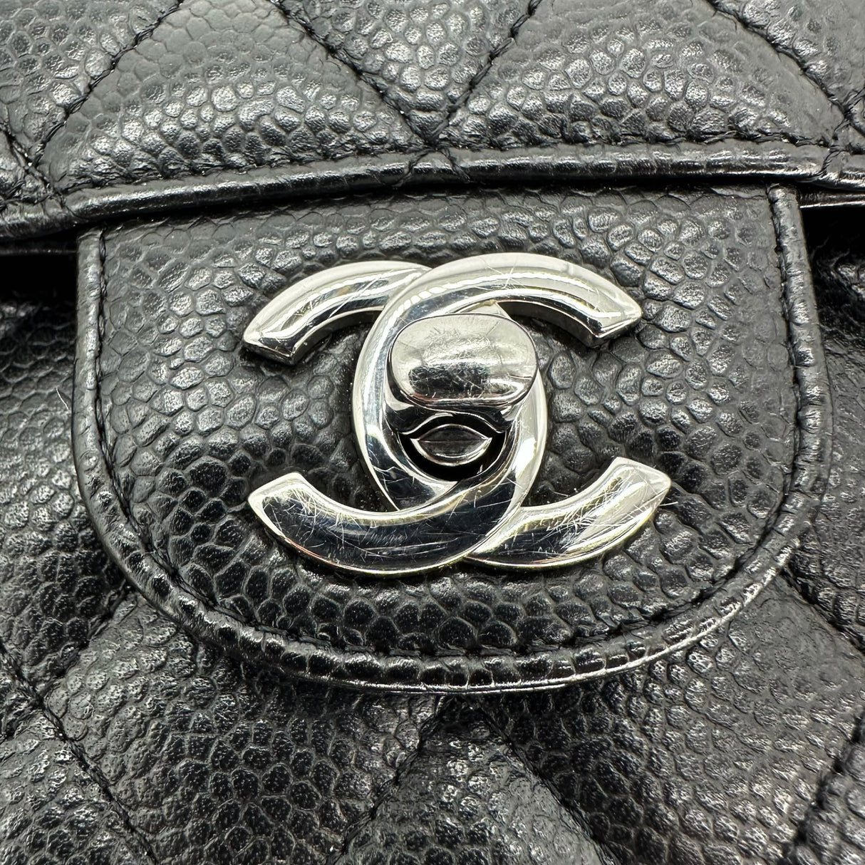 CHANEL: Quilted Caviar Medium Classic Double Flap