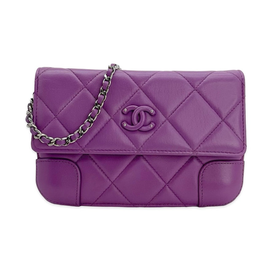 Quilted Lambskin Monochrome Wallet on a Chain