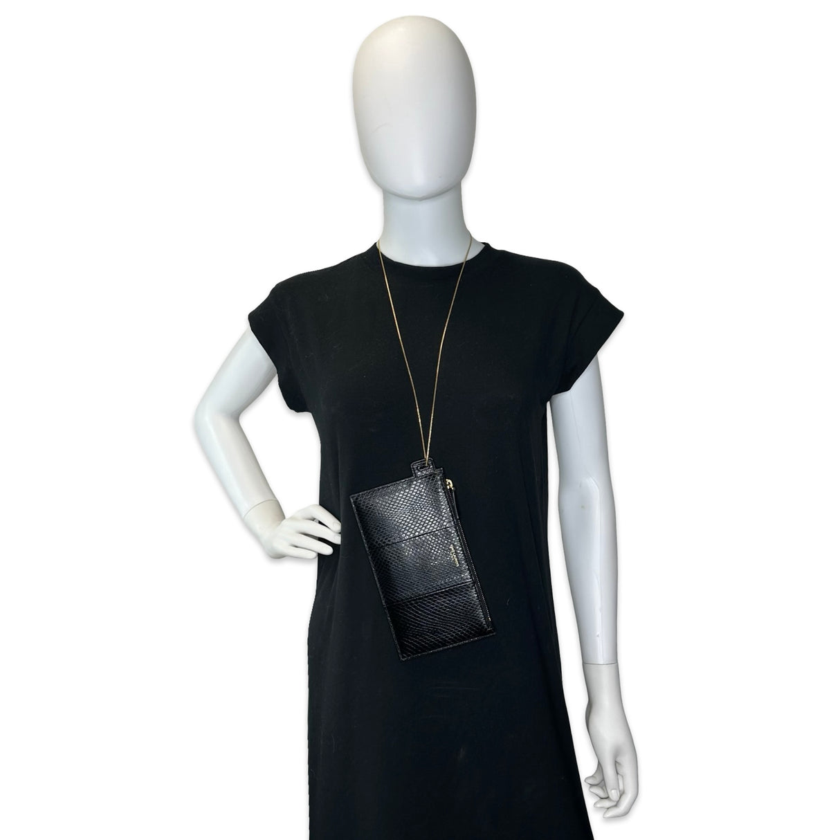 SAINT LAURENT: Snakeskin Pouch Chain Clutch