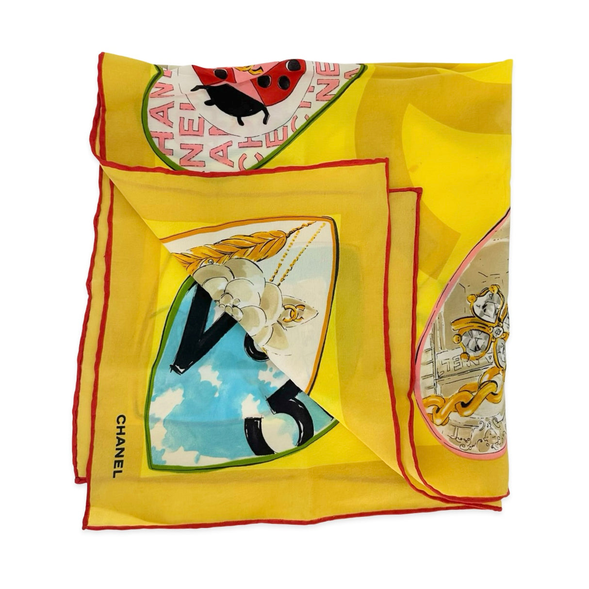 CHANEL: Silk Coco Hearts Scarf