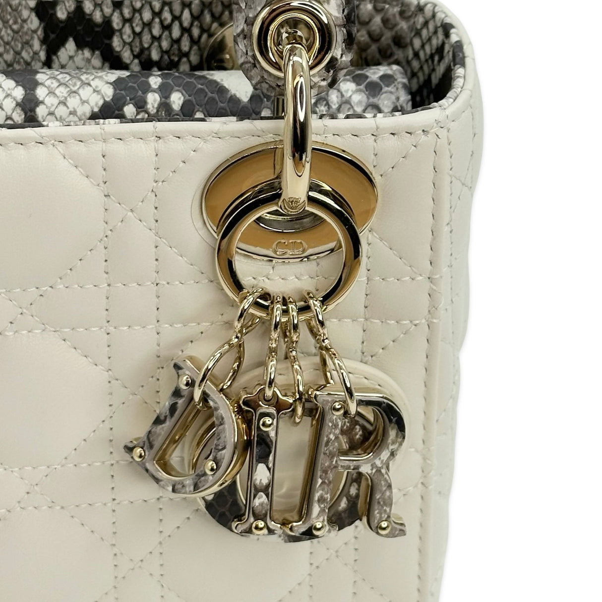 CHRISTIAN DIOR: Cannage Python Mini Lady Dior