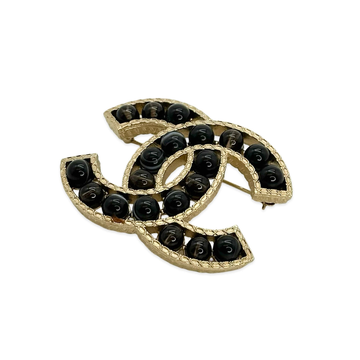 CHANEL: Stone Bead CC Brooch