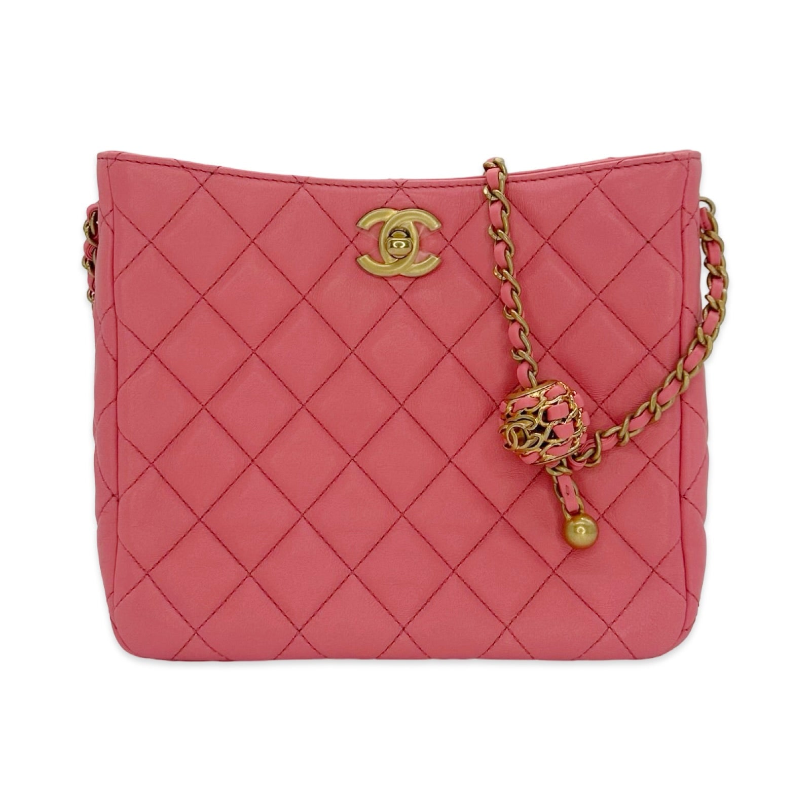 Chanel Quilted Lambskin Pearl Crush Chain Small Hobo