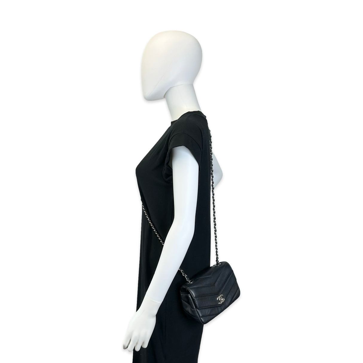 CHANEL: Chevron Quilted Caviar Data Center Mini Flap