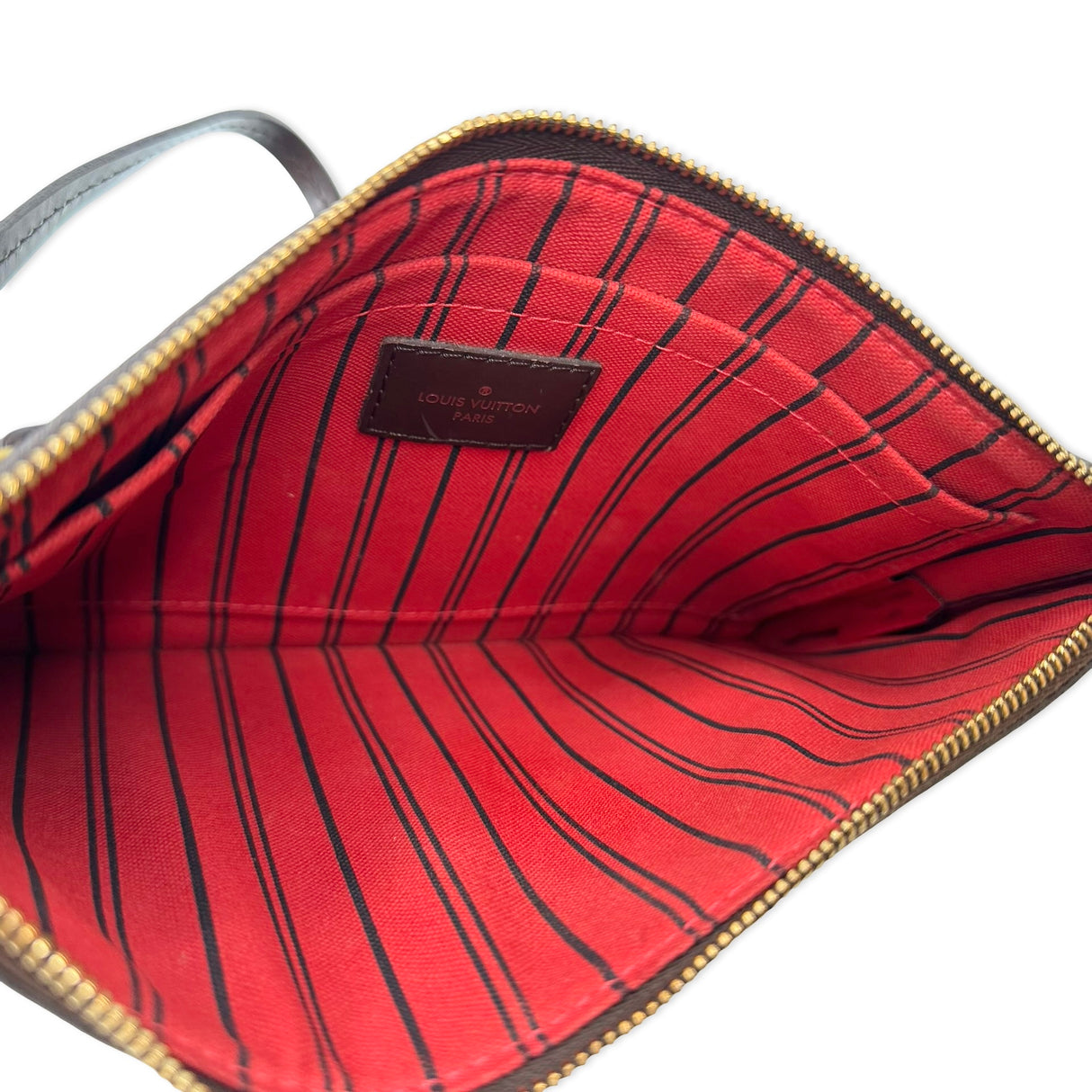 LOUIS VUITTON: Damier Ebene Neverfull Pochette