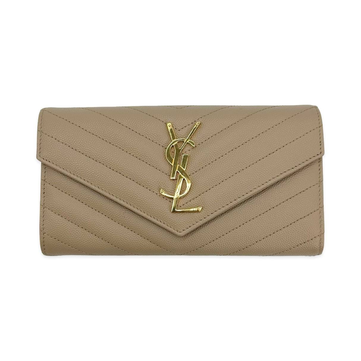 SAINT LAURENT: Quilted Grain de Poudre Cassandre Large Flap Wallet