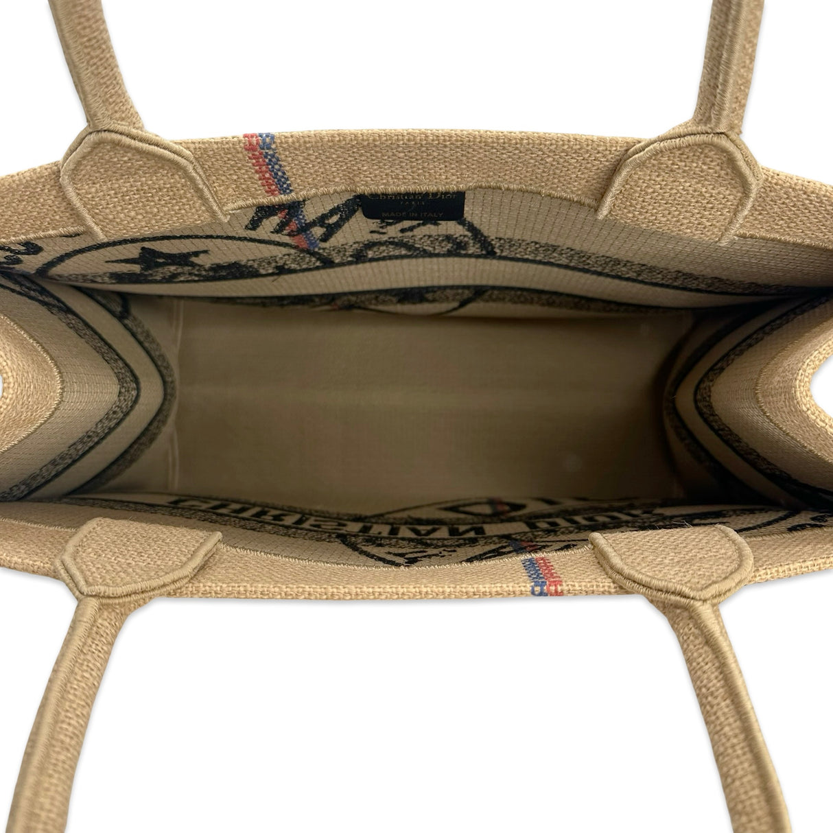 CHRISTIAN DIOR: Embroidered Jute Medium Book Tote