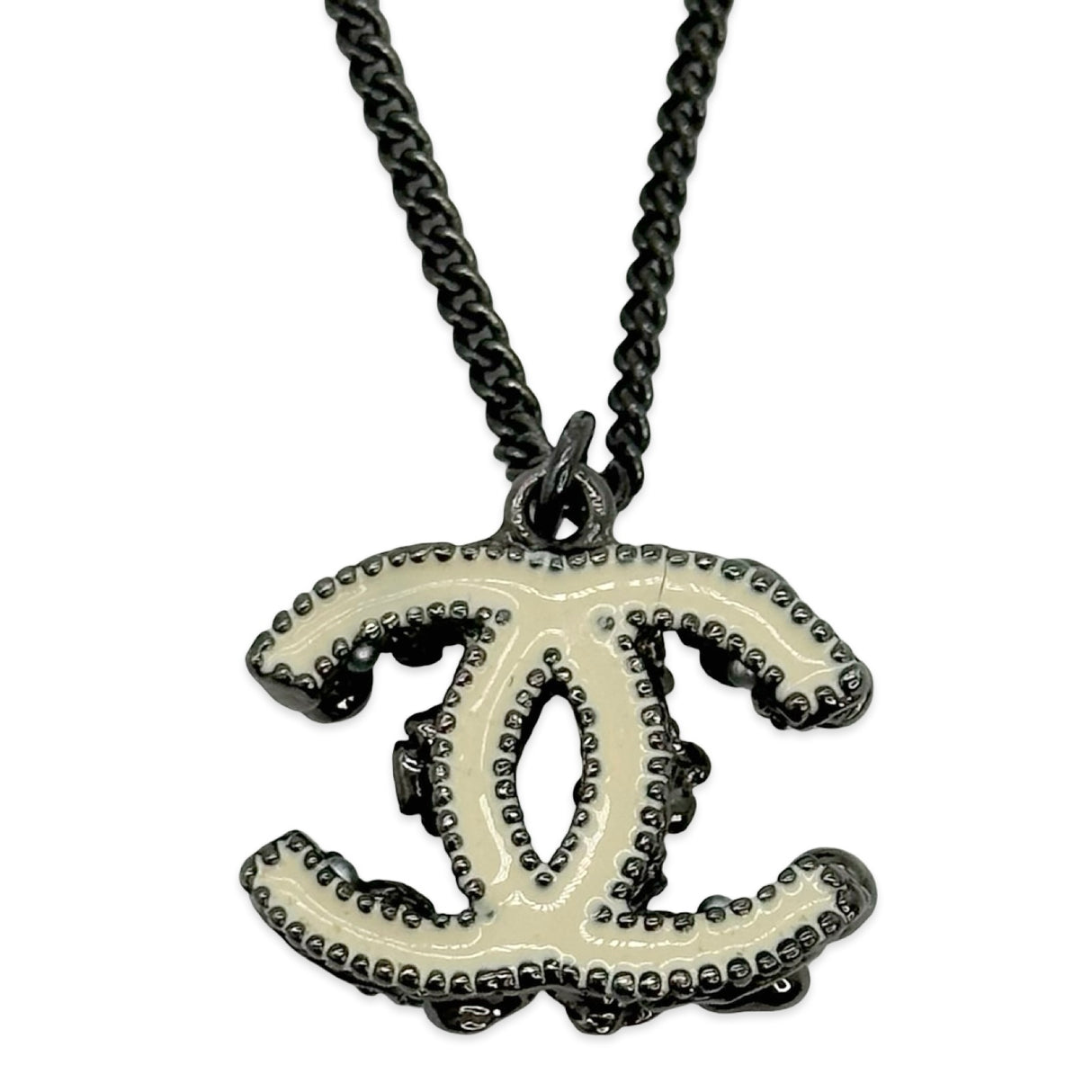 CHANEL: Floral CC Crystal Enamel Pendant Necklace