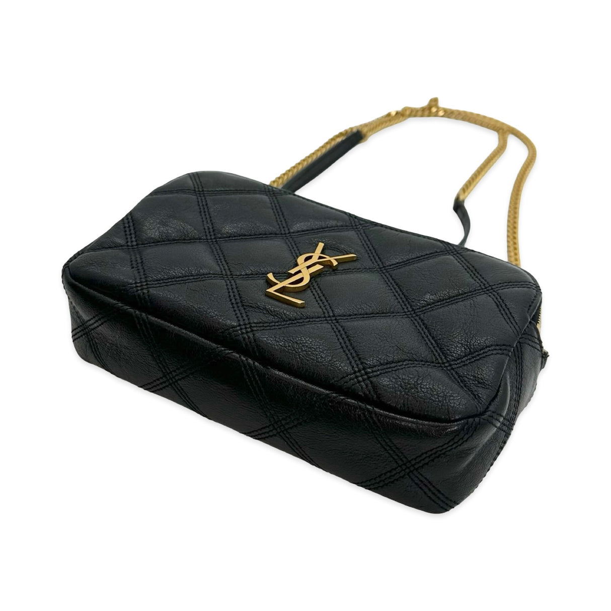 SAINT LAURENT: Quilted Lambskin Mini Becky Double Zip Crossbody