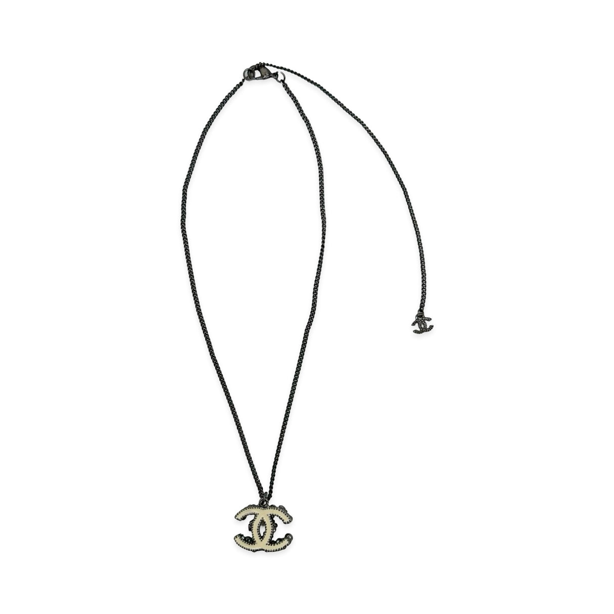 CHANEL: Floral CC Crystal Enamel Pendant Necklace