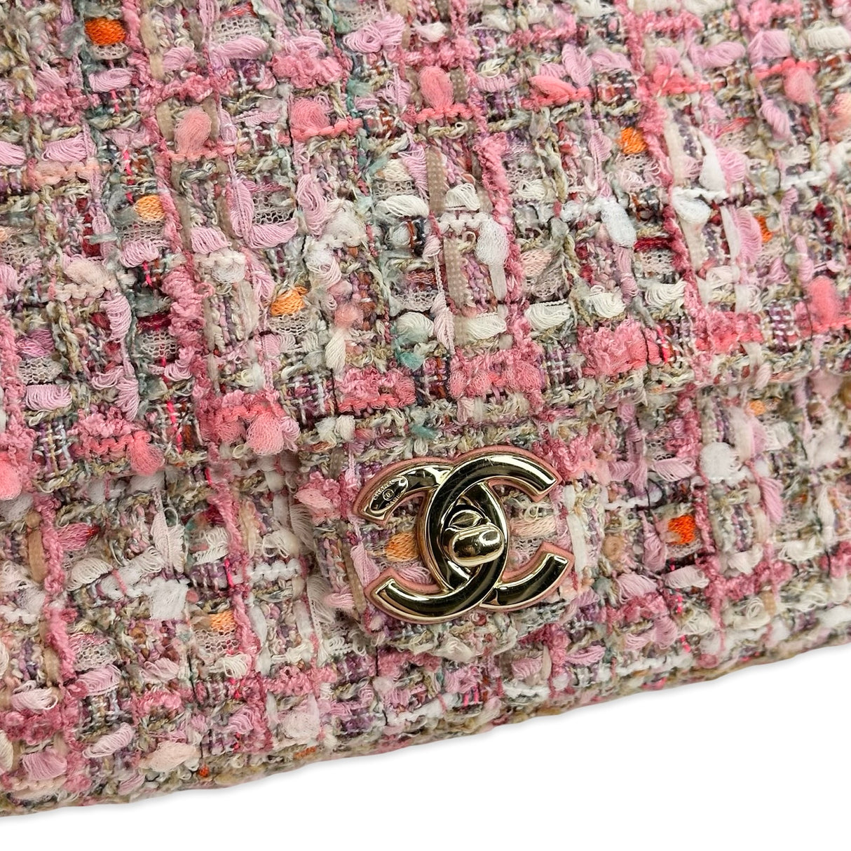 Tweed Pearl Handle Flap Bag