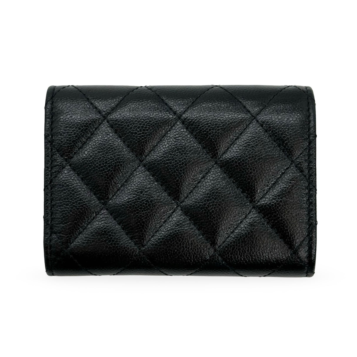 CHANEL: Quilted Caviar Small Double Wallet