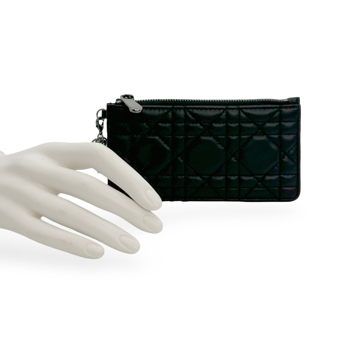 CHRISTIAN DIOR: Cannage Lady Dior Zip Card Holder