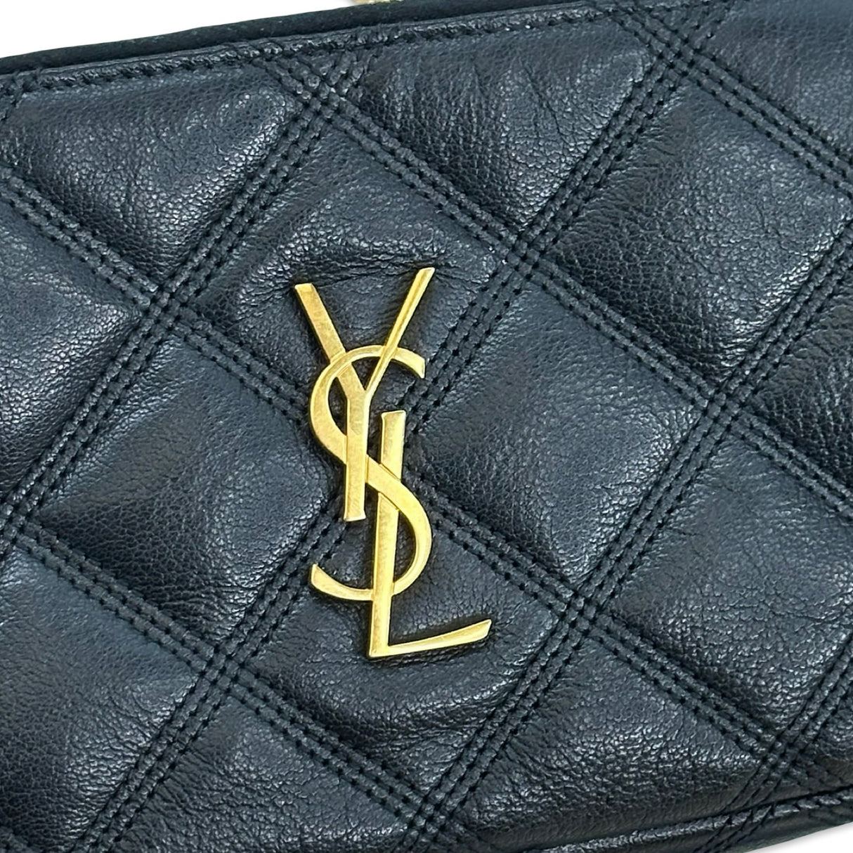 SAINT LAURENT: Quilted Lambskin Mini Becky Double Zip Crossbody
