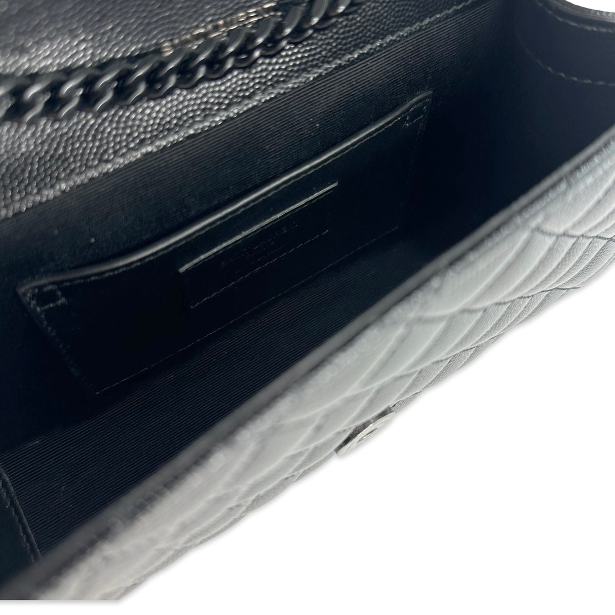 SAINT LAURENT: Grain de Poudre Triquilt Envelope Chain Wallet