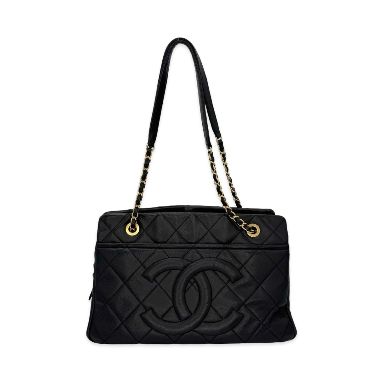 CHANEL: Quilted Caviar Timeless CC Soft Shopper