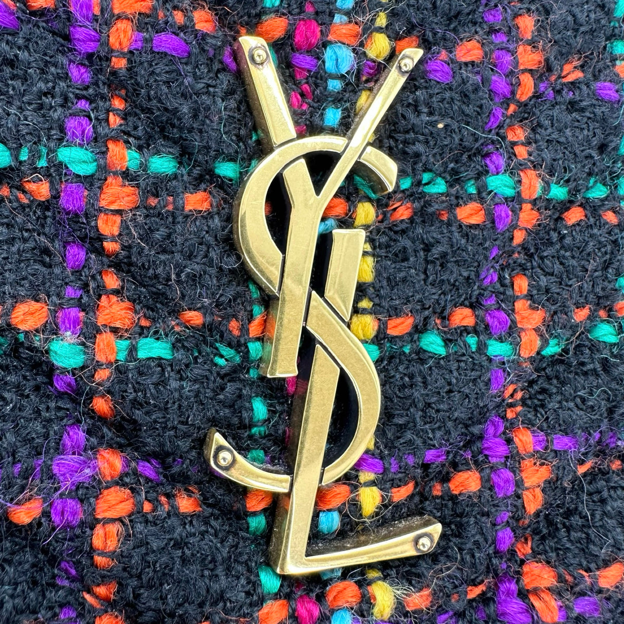 SAINT LAURENT: Tweed Small Lou Camera Bag