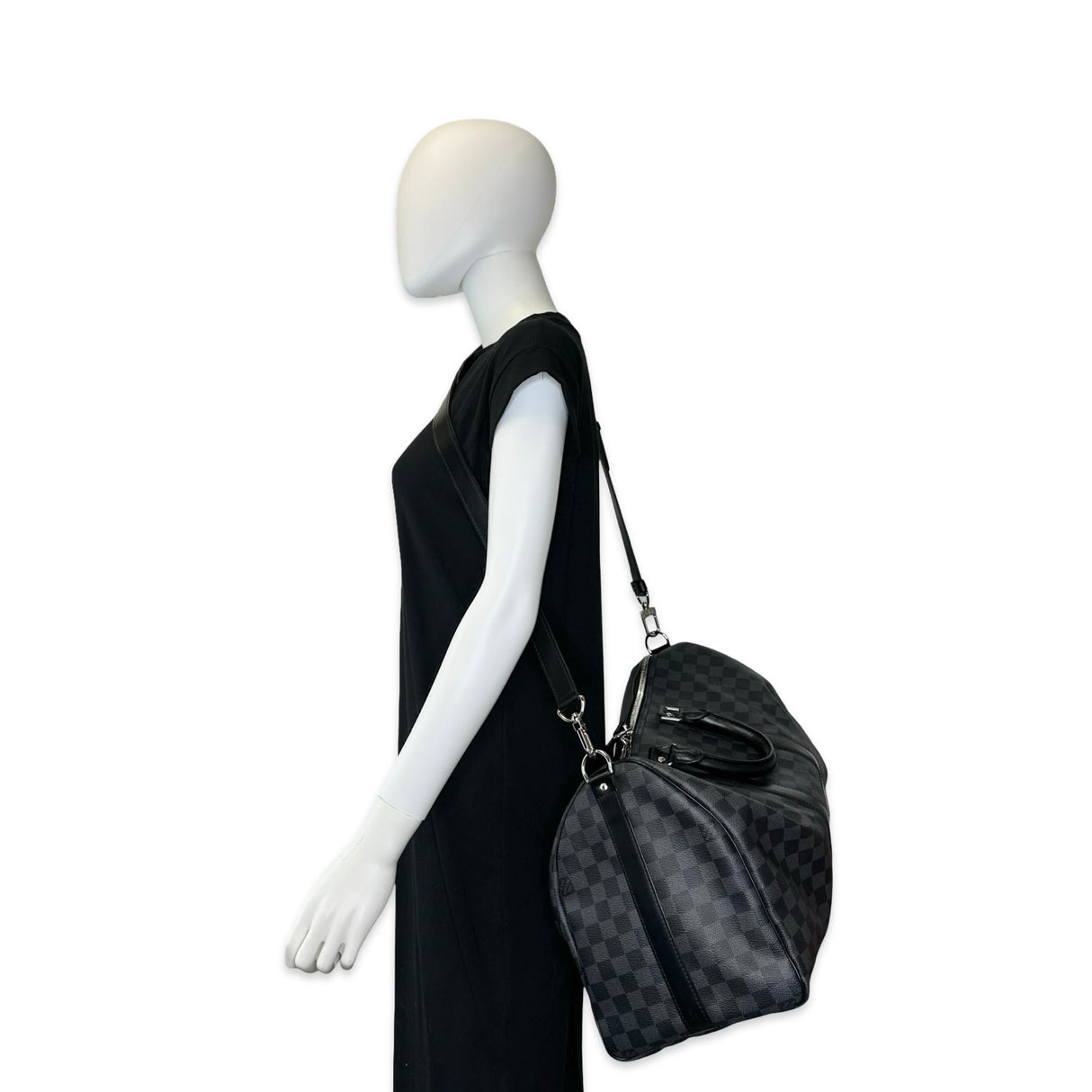 LOUIS VUITTON: Damier Graphite Keepall Bandouliere 45