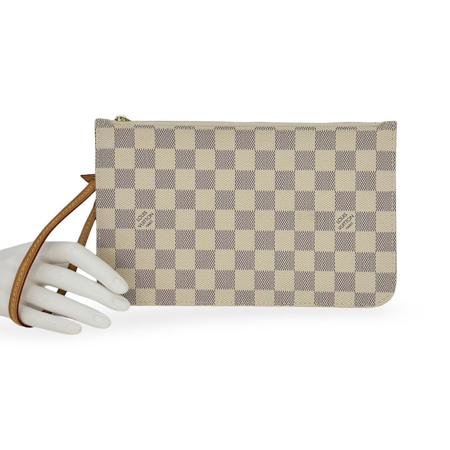 LOUIS VUITTON: Damier Azur Neverfull Pochette