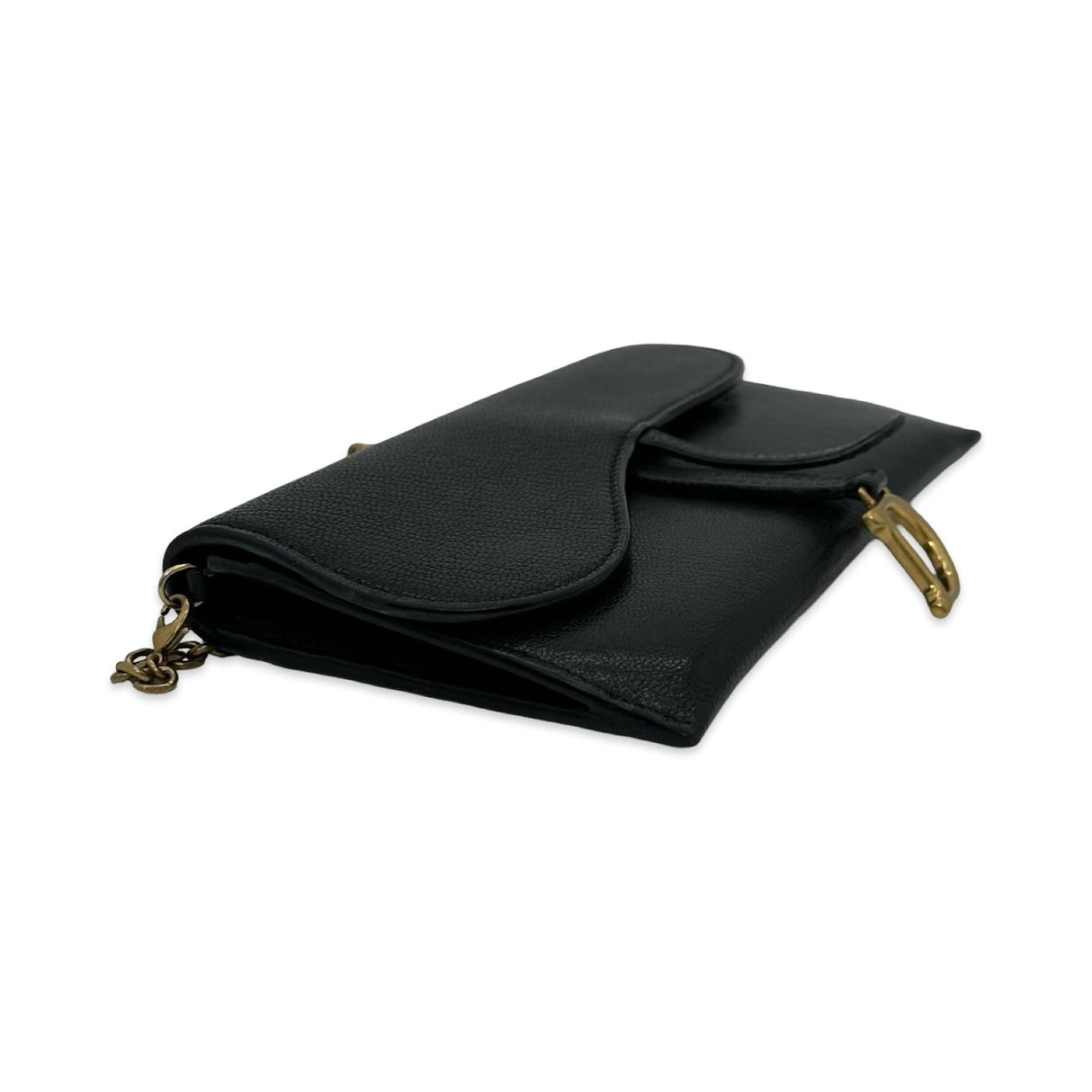 CHRISTIAN DIOR: Calfskin Long Saddle Wallet with Chain