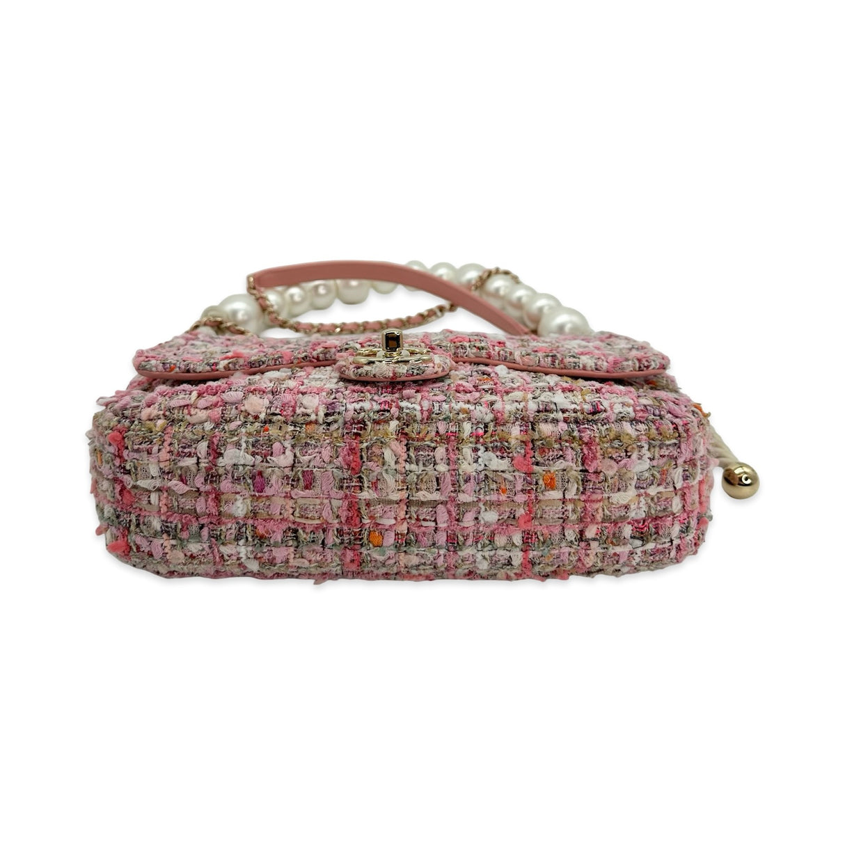 Tweed Pearl Handle Flap Bag