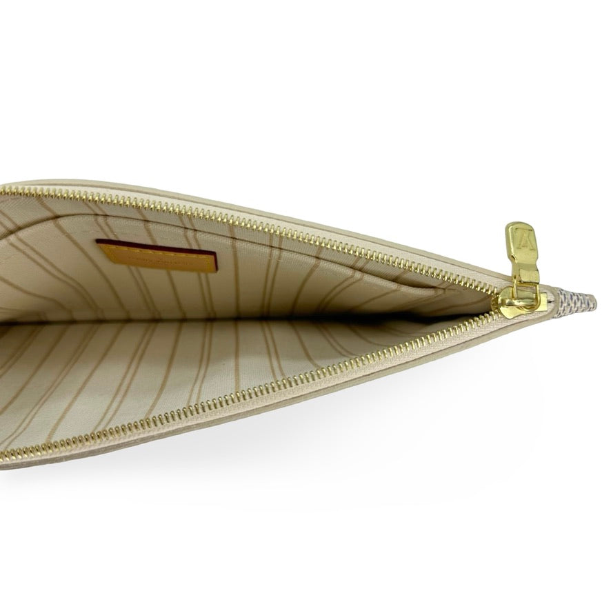 LOUIS VUITTON: Damier Azur Neverfull Pochette