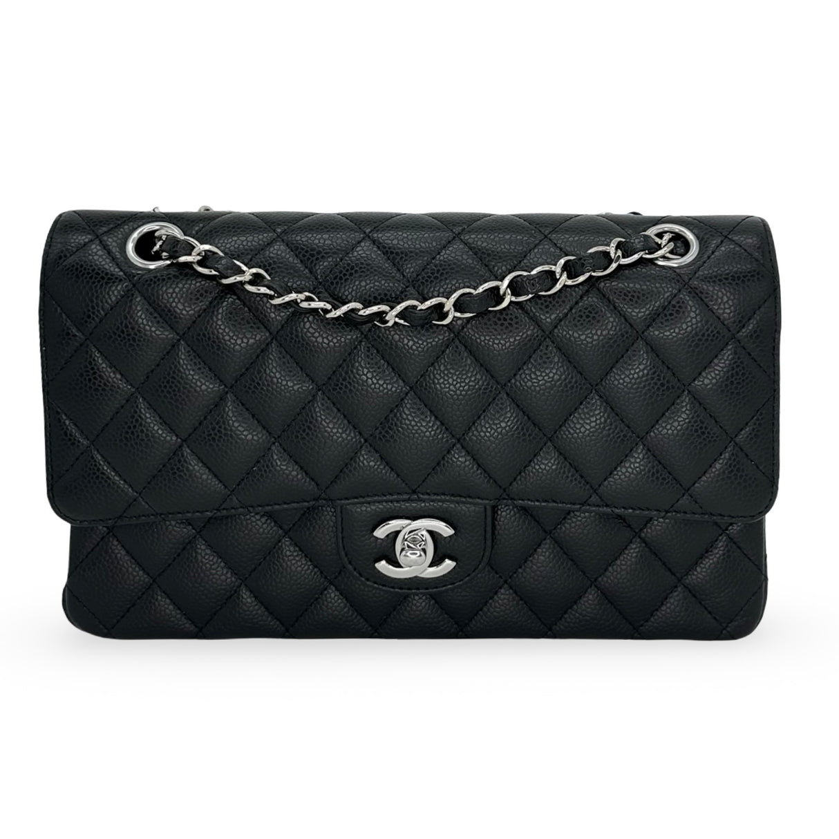 CHANEL: Quilted Caviar Medium Classic Double Flap