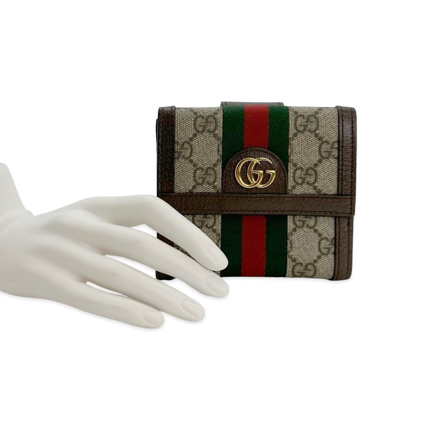 GUCCI: GG Supreme Ophidia French Flap Wallet