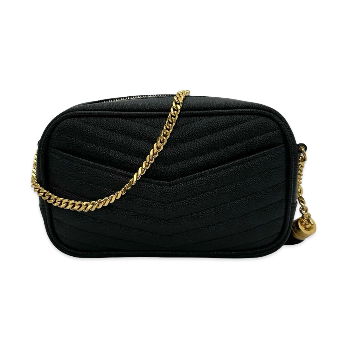 SAINT LAURENT: Quilted Grain de Poudre Mini Lou Camera Bag