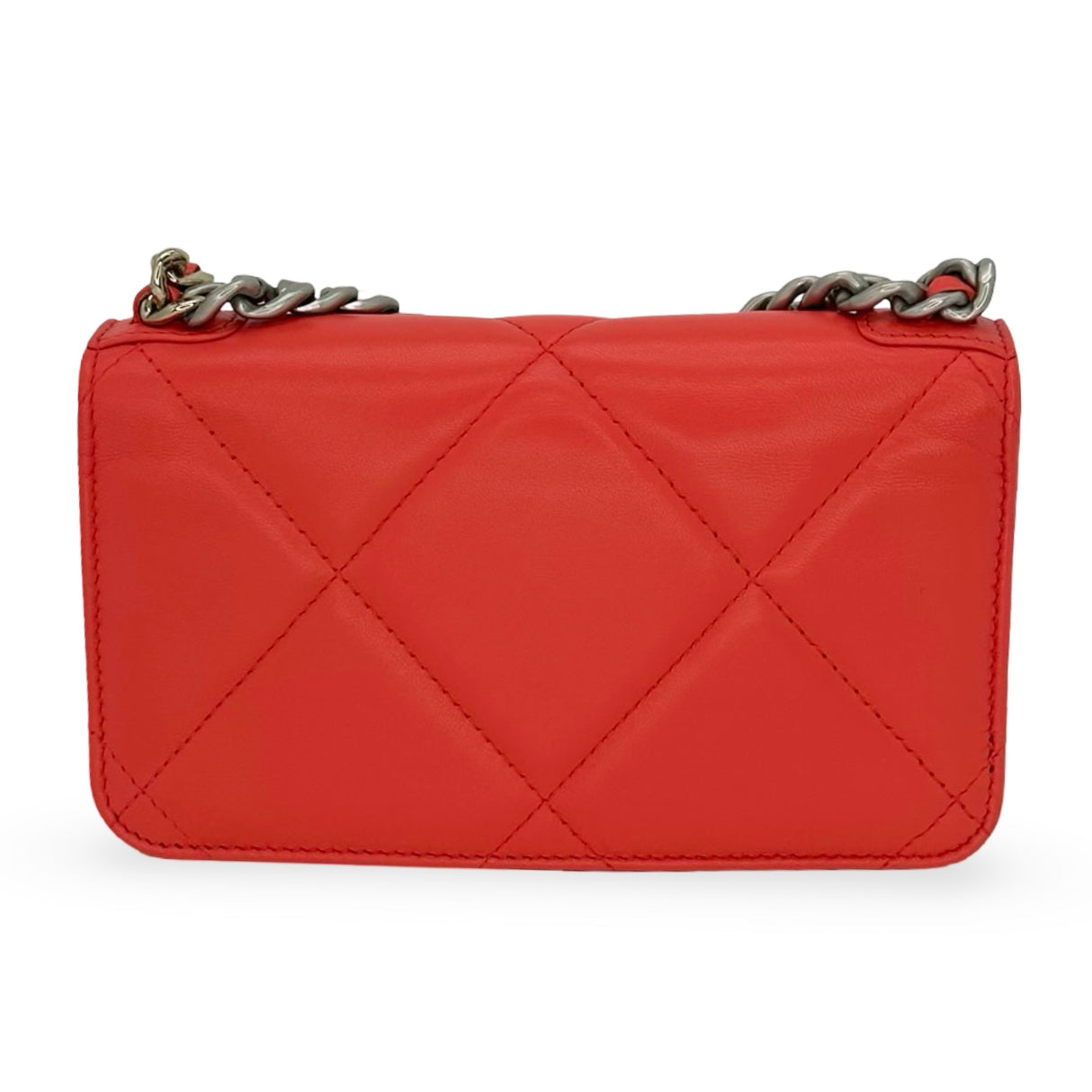 CHANEL: Quilted Lambskin Mini 19 Wallet on a Chain