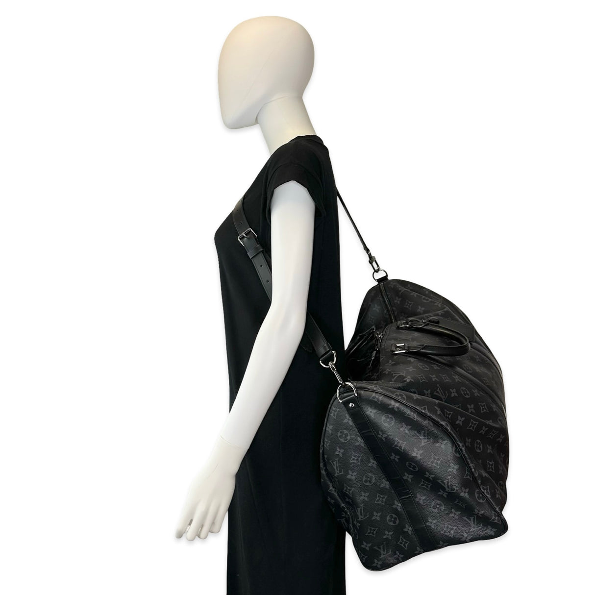 LOUIS VUITTON: Monogram Eclipse Keepall Bandouliere 55