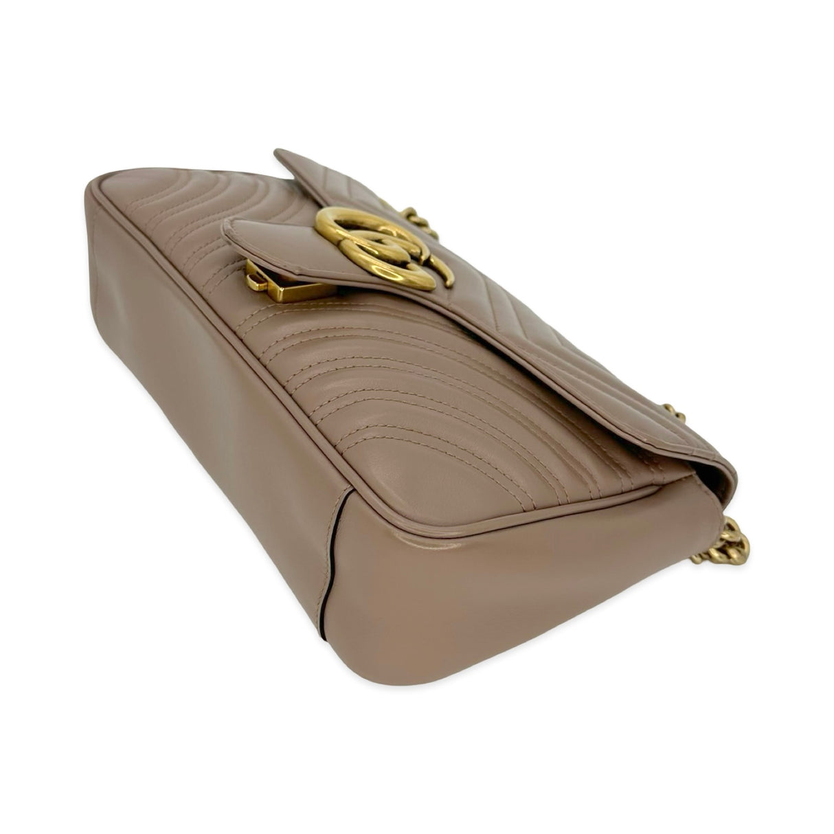 GUCCI: Quilted Leather Small GG Marmont Flap Bag