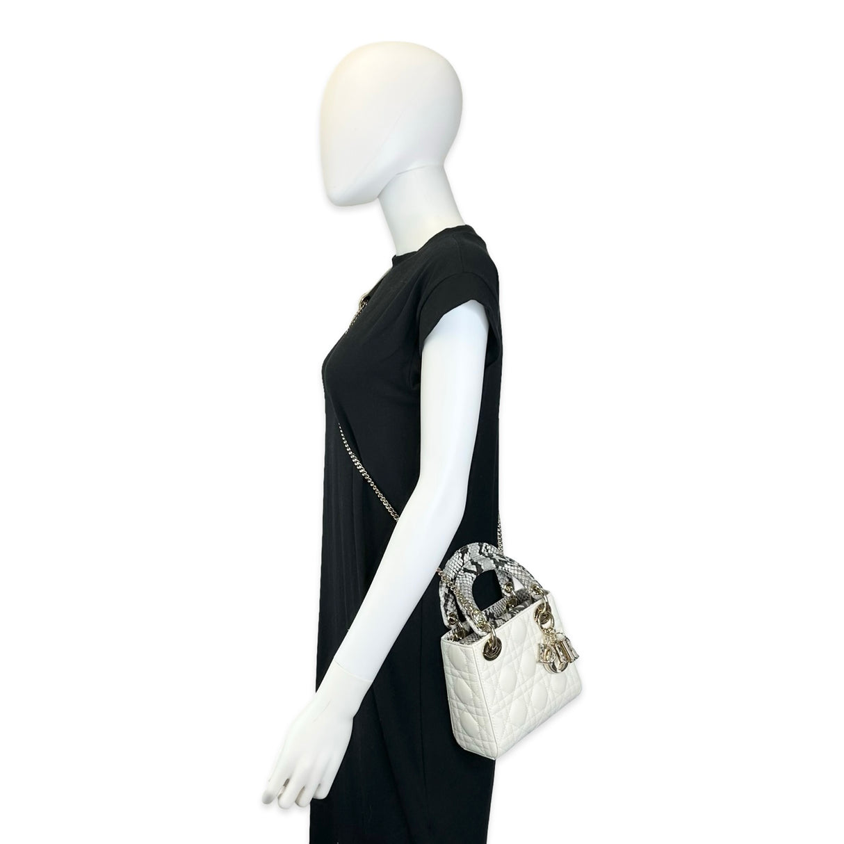 CHRISTIAN DIOR: Cannage Python Mini Lady Dior