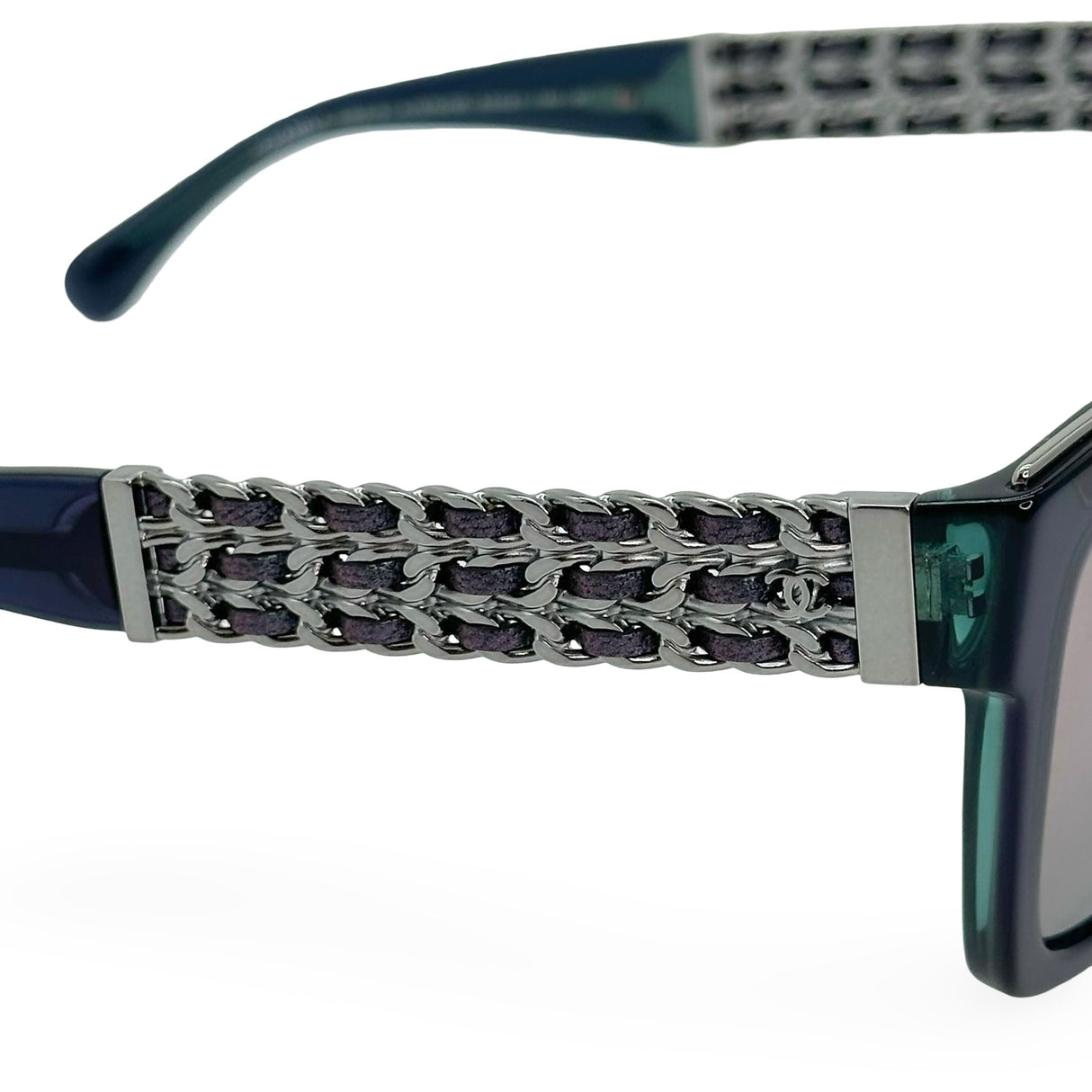 CHANEL: Woven Leather Square Sunglasses