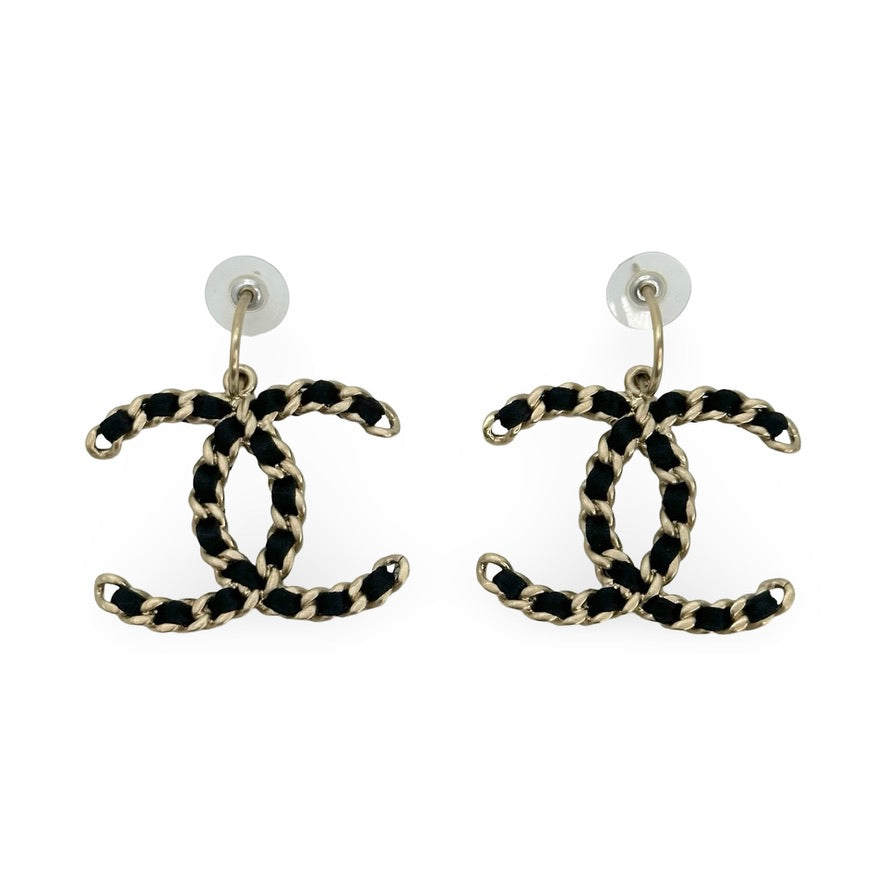CHANEL: Woven CC Hoop Earrings