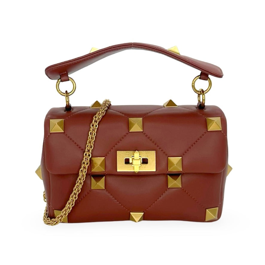 VALENTINO: Calfskin Small Roman Stud Chain Bag