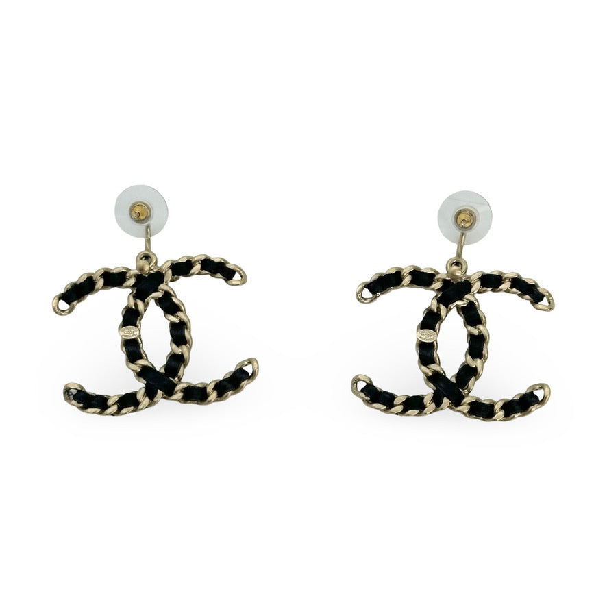 CHANEL: Woven CC Hoop Earrings
