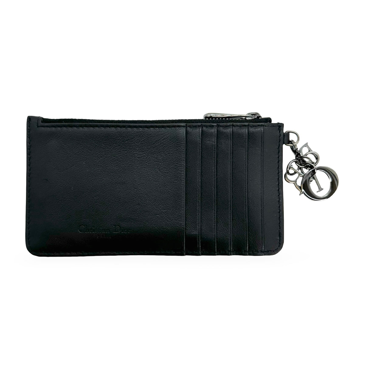 CHRISTIAN DIOR: Cannage Lady Dior Zip Card Holder