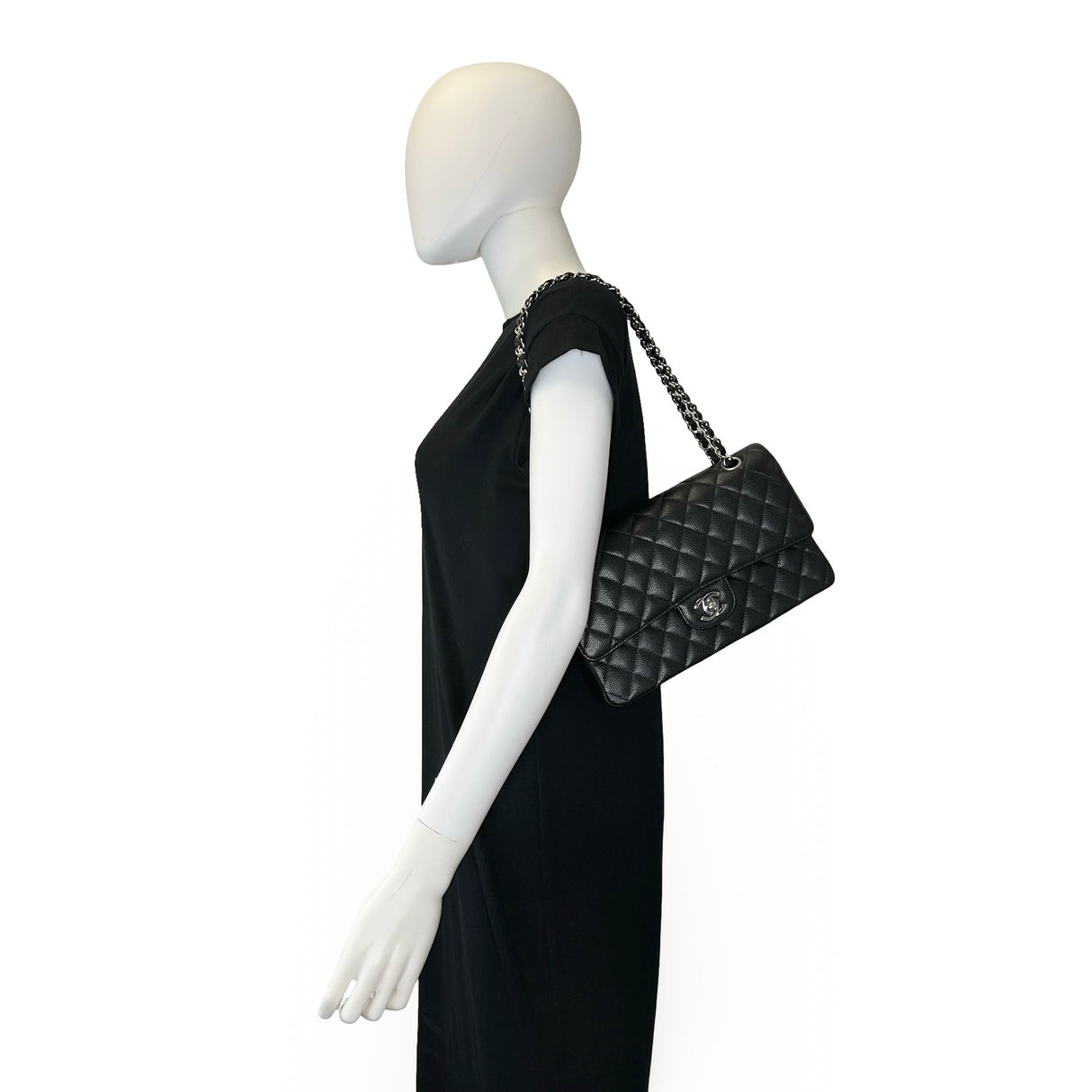 CHANEL: Quilted Caviar Medium Classic Double Flap