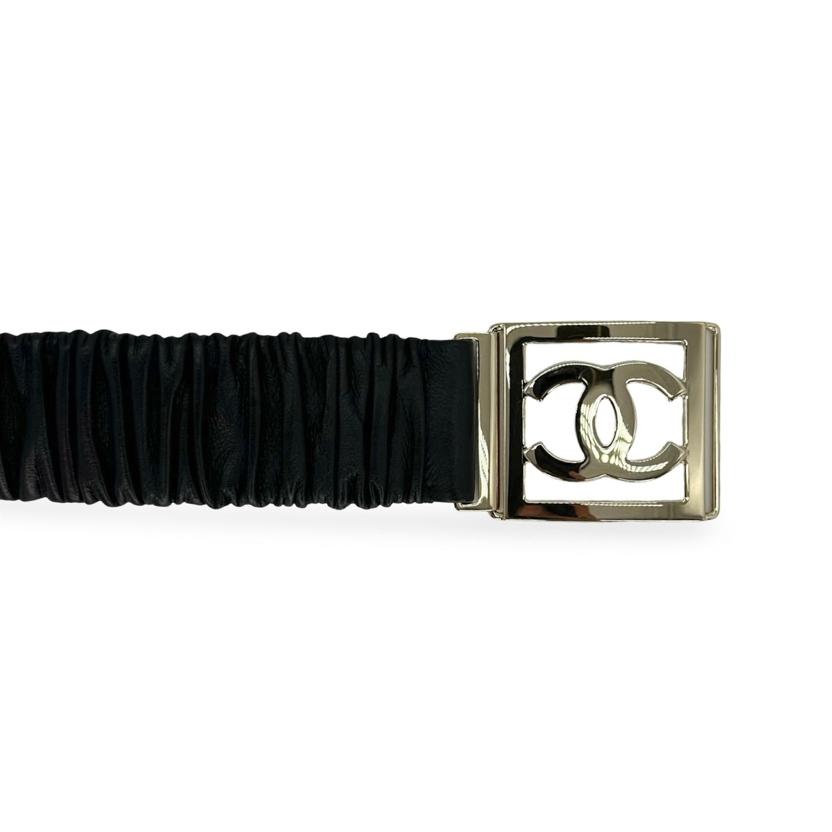 CHANEL: Lambskin Ruched CC Belt