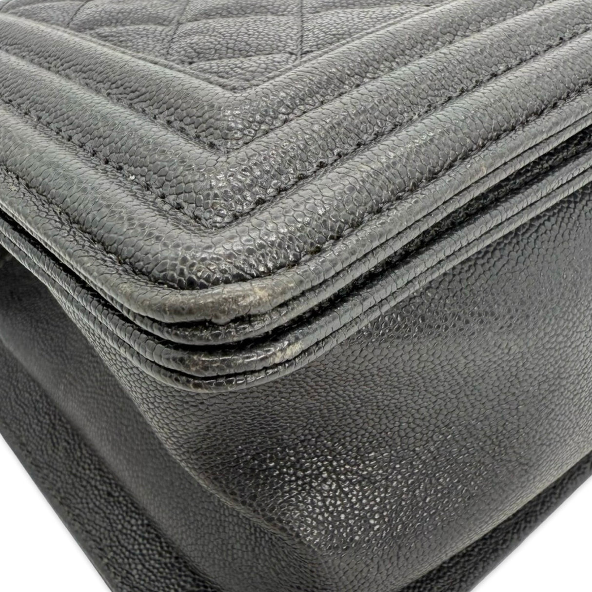 Quilted Caviar Old Medium Boy Bag