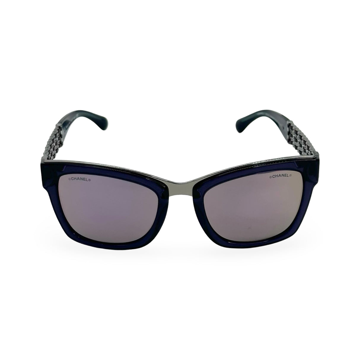 CHANEL: Woven Leather Square Sunglasses