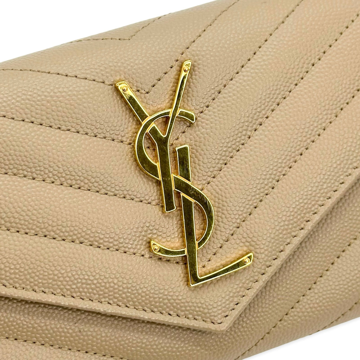 SAINT LAURENT: Quilted Grain de Poudre Cassandre Large Flap Wallet