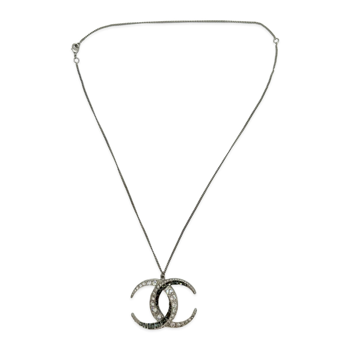 CHANEL: Baguette Crystal CC Dubai Moon Pendant Necklace