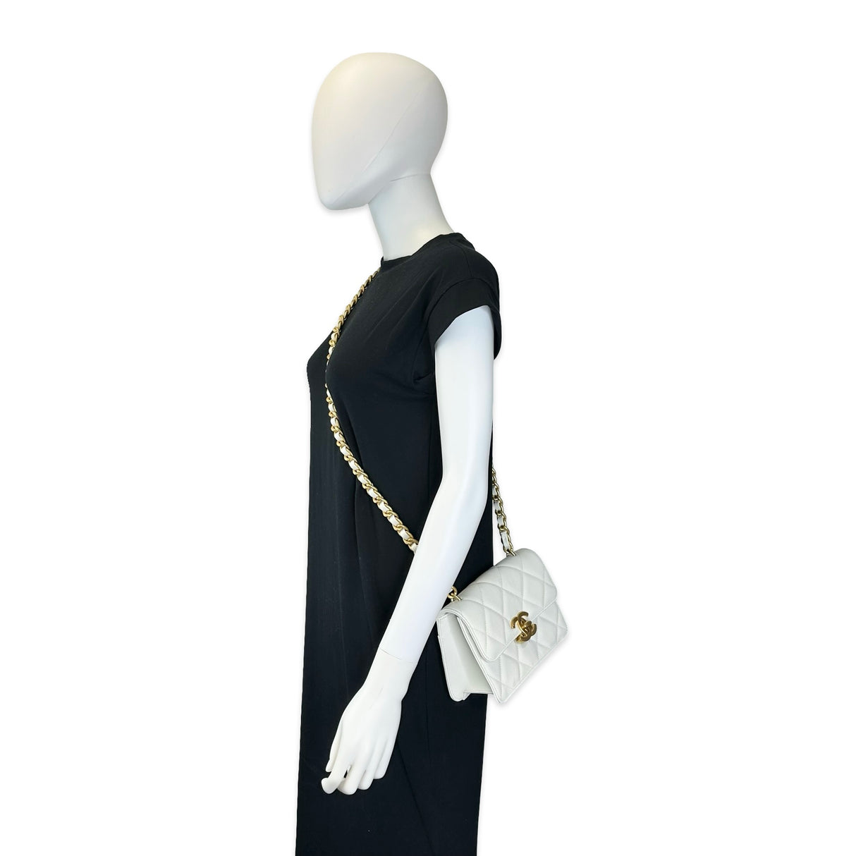 CHANEL: Quilted Caviar Small Chain Flap Bag