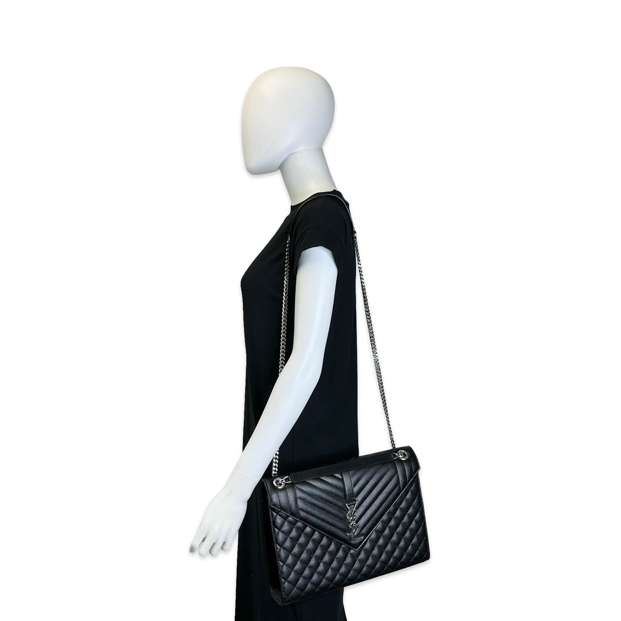 SAINT LAURENT: Triquilt Grain de Poudre Large Envelope Flap Bag