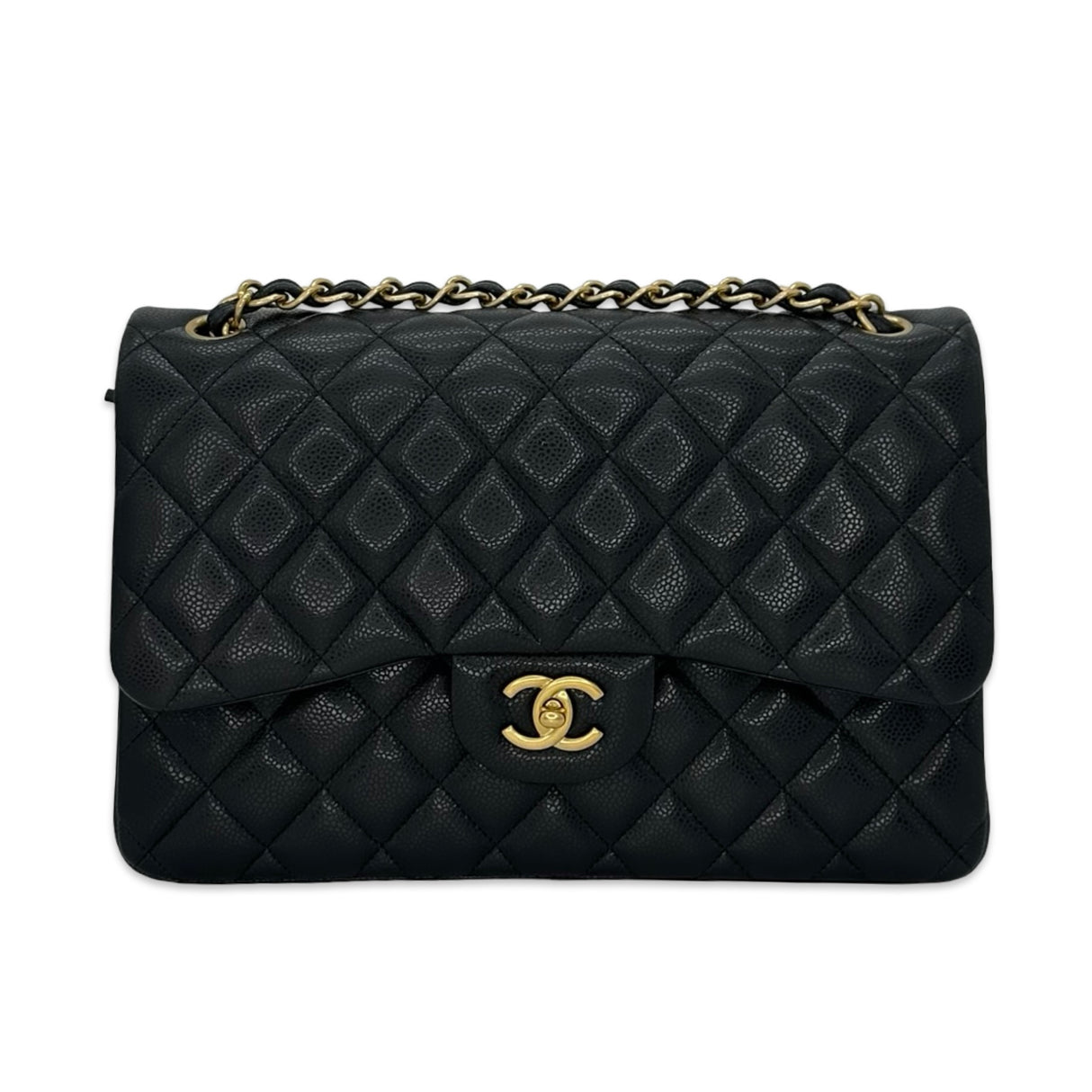 CHANEL: Quilted Caviar Jumbo Classic Double Flap