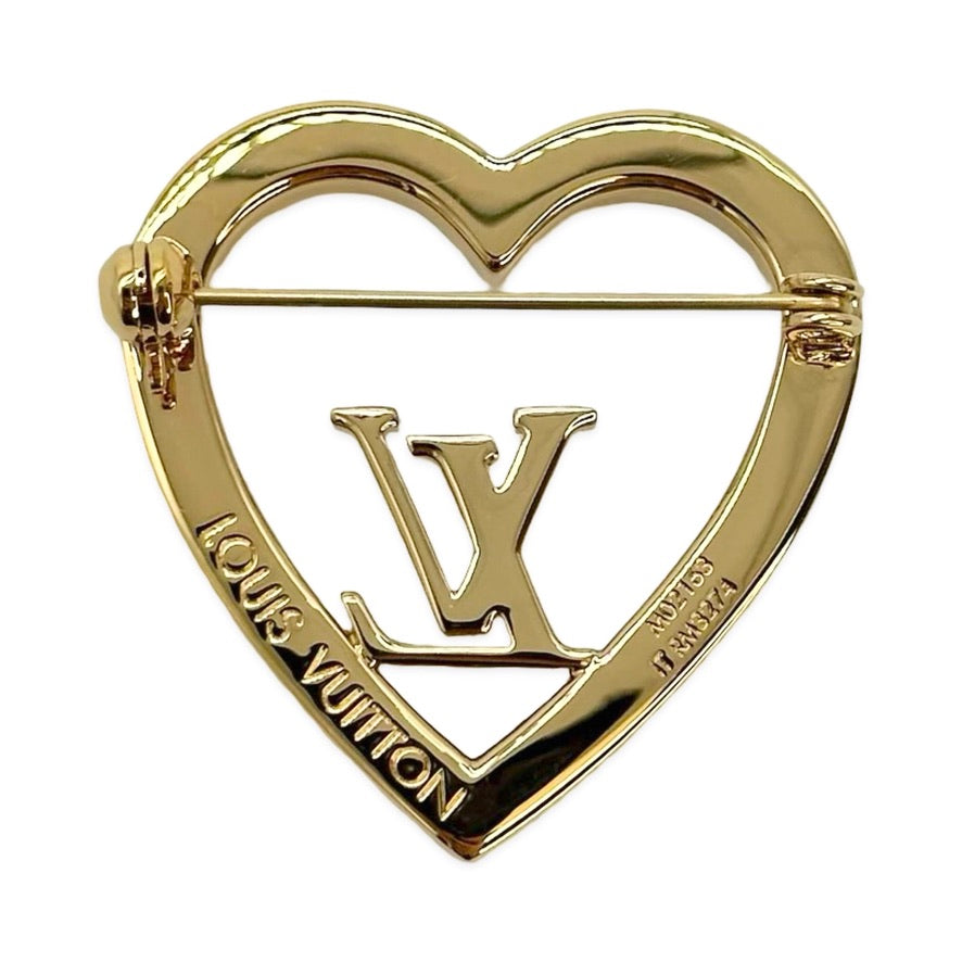 Crystal LV Heart Brooch