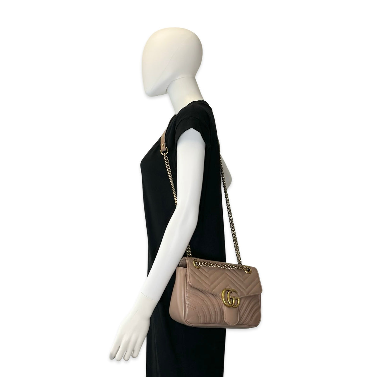 GUCCI: Quilted Leather Small GG Marmont Flap Bag